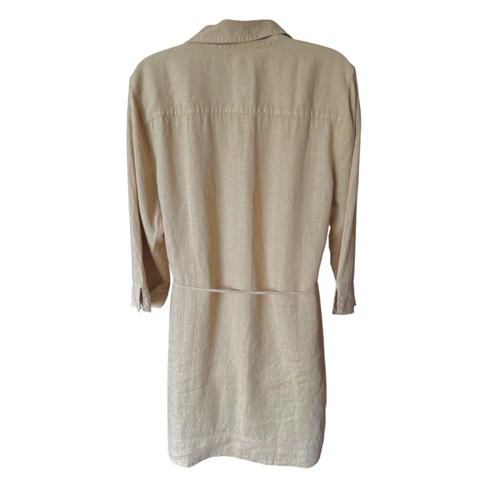 Tommy Bahama Two Palms Linen Shift Dress Natural Tan Large Beach Nautical Indie - Picture 6 of 9